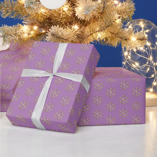 Weihnachtslavendel-Schneeflocken-Muster elegant Geschenkpapier (Feiertage)