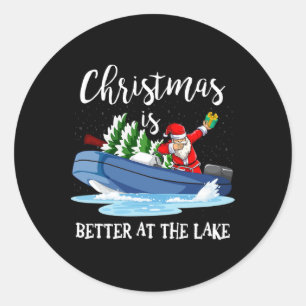 Weihnachtsleben ist besser am See Boot Liebhaber B Runder Aufkleber