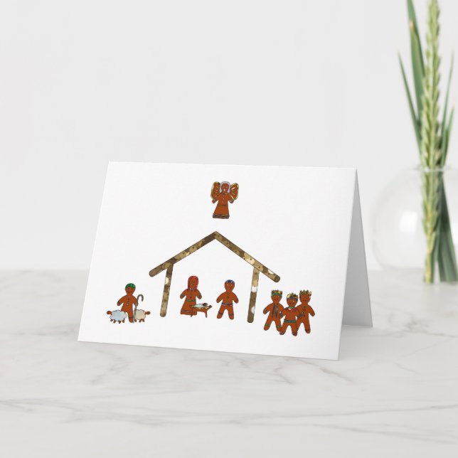 Weihnachtslebkuchen-Geburt Christi Feiertagskarte (Vorderseite)