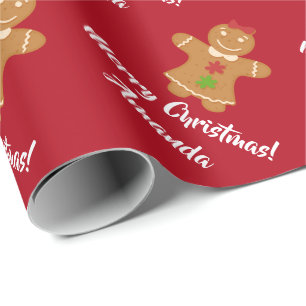 Weihnachtslebkuchen-Mann-Packpapier Geschenkpapier