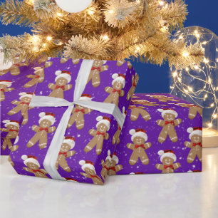 Weihnachtslebkuchenmänner in Schneeflocken Geschenkpapier