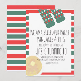 Weihnachtsleepover Pajamas Pancakes Geburtstag Einladung