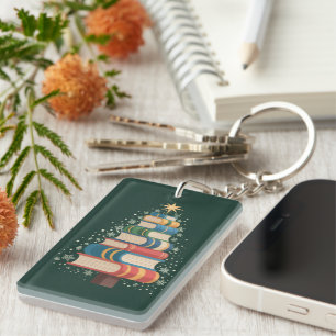 Weihnachtslehrer Bücher Baum Xmas Lesen Urlaub Schlüsselanhänger