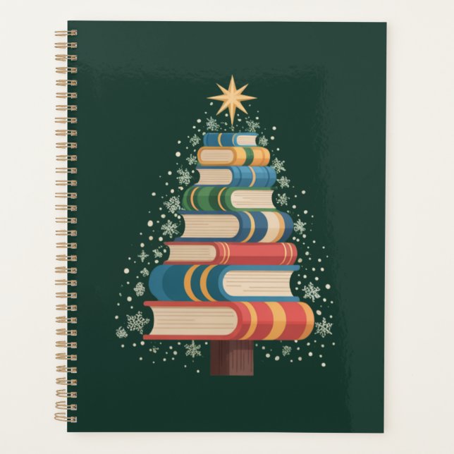Weihnachtslehrer Bücher Tree Xmas Reading Holiday Planer (Vorderseite)