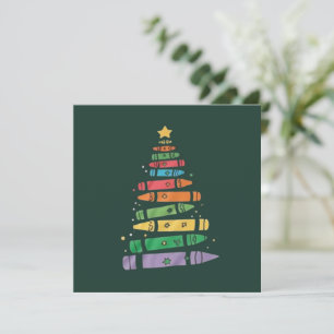 Weihnachtslehrer Buntstift Baum Hübsche Xmas Licht Einladung