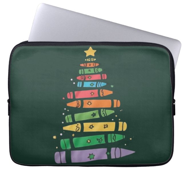 Weihnachtslehrer Crayon Tree Niedliche Weihnachtsb Laptopschutzhülle (Vorderseite)