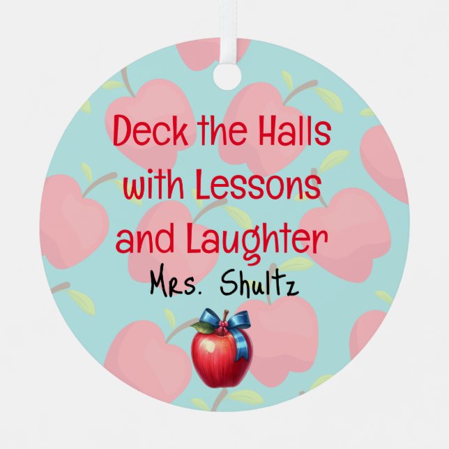 Weihnachtslehrer "Deck the Halls" Ornament Aus Metall (Vorderseite)