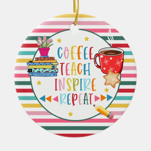 Weihnachtslehrer Kaffee lehren sanitize covid19 Keramik Ornament (Vorne)