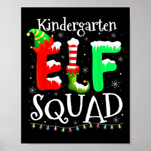Weihnachtslehrer Kindergarten-Elfen-Trupp Lichter Poster