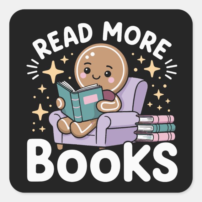 Weihnachtslehrer Lesen Sie mehr Bücher Funny Quadratischer Aufkleber (Vorderseite)