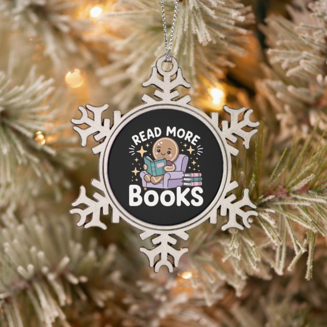 Weihnachtslehrer Lesen Sie mehr Bücher Funny Schneeflocken Zinn-Ornament (Baum)
