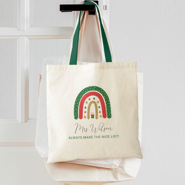 Weihnachtslehrer Rainbow Nice List Tragetasche (Teachers Always Make The Nice List Rainbow Christmas Tote Bag)