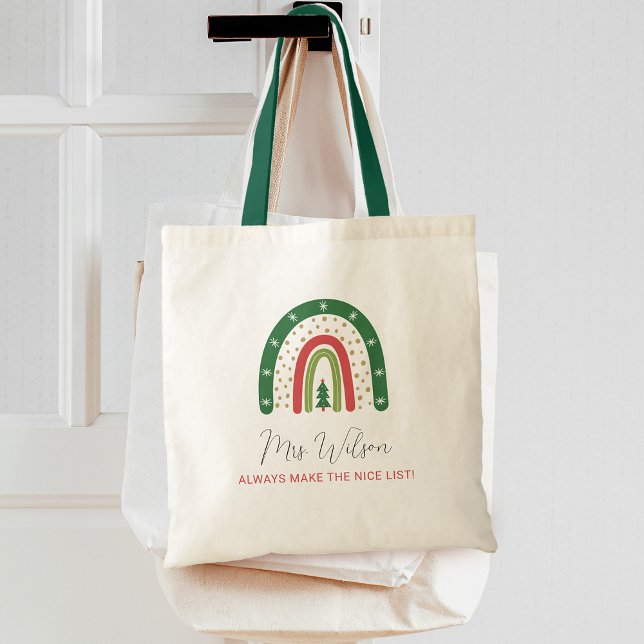 Weihnachtslehrer Rainbow Nice List Tragetasche (Teachers Always Make The Nice List Rainbow Christmas Tote Bag)