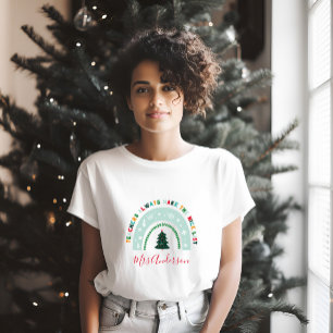 Weihnachtslehrer Regenbogen schöne Liste niedlich T-Shirt