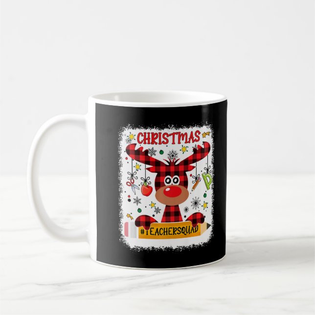 Weihnachtslehrer Squad Niedlich Red Kariert Reinde Kaffeetasse (Links)