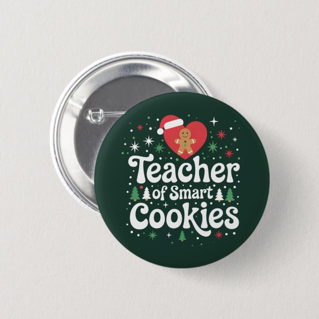 Weihnachtslehrer über intelligente Cookies Button (Vorne & Hinten)
