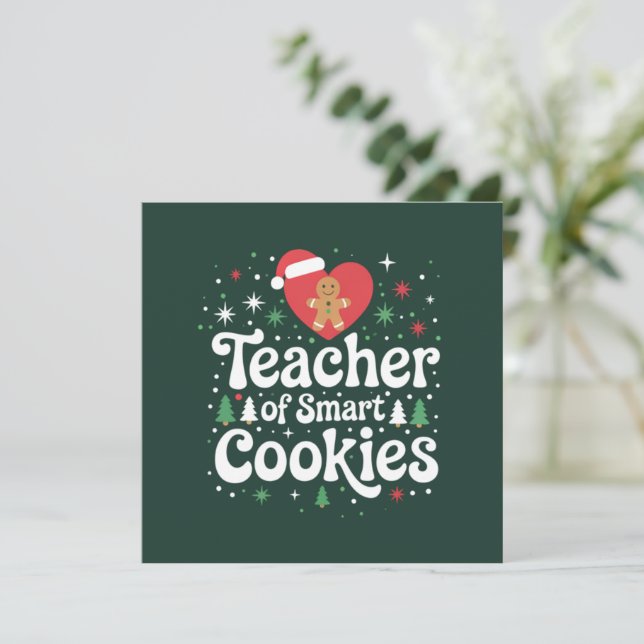 Weihnachtslehrer über intelligente Cookies Einladung (Stehend Vorderseite)