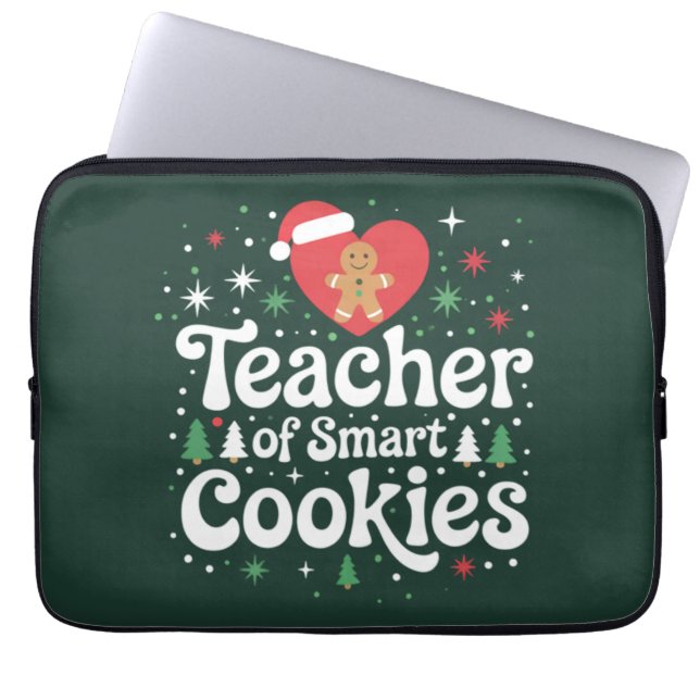 Weihnachtslehrer über intelligente Cookies Laptopschutzhülle (Vorderseite)