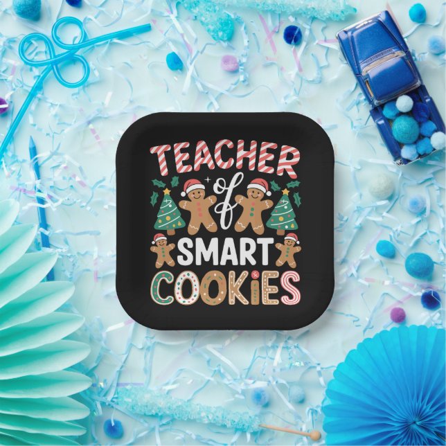 Weihnachtslehrer über intelligente Cookies Lebkuch Pappteller (Party)