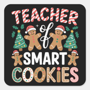Weihnachtslehrer über intelligente Cookies Lebkuch Quadratischer Aufkleber