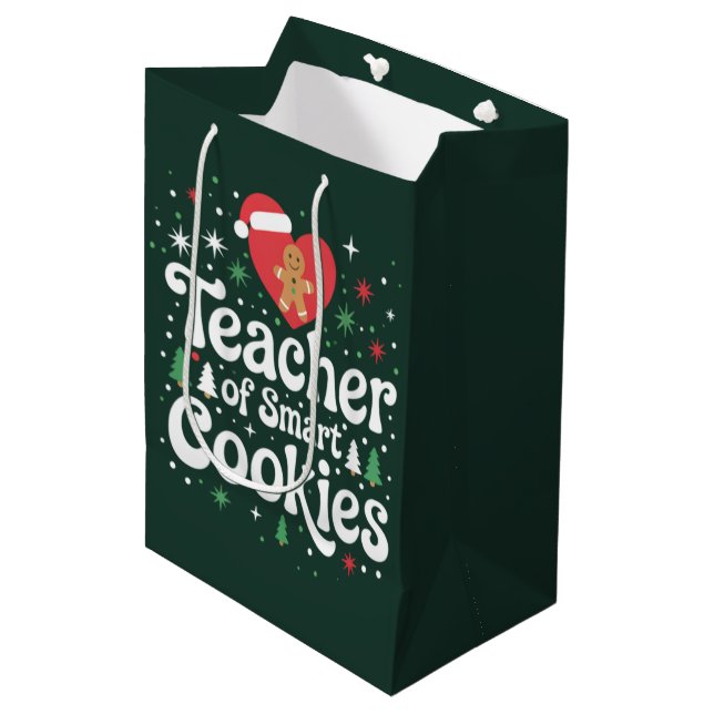 Weihnachtslehrer über intelligente Cookies Mittlere Geschenktüte (Vorderseite Schrägansicht)