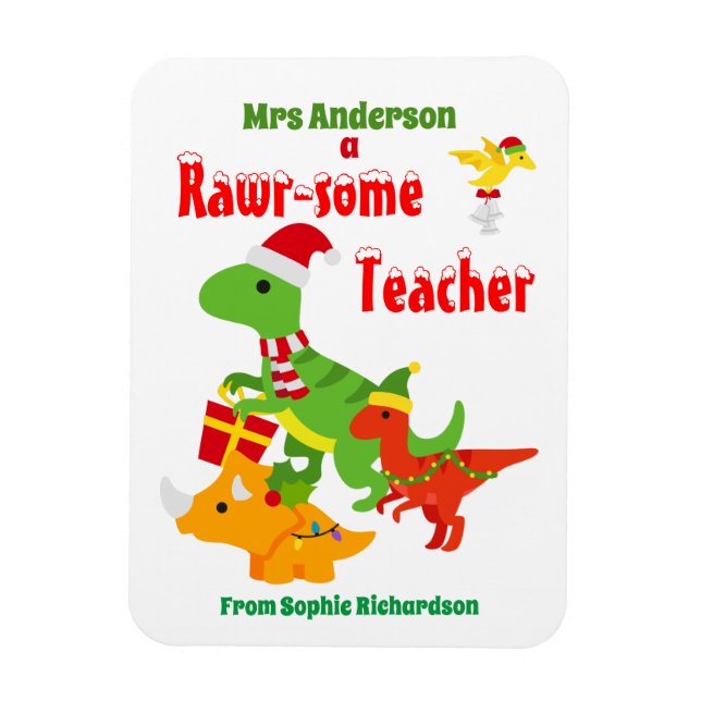 Weihnachtslehrer Wertschätzung Kinder Dinosaurier  Magnet (Vertikal)