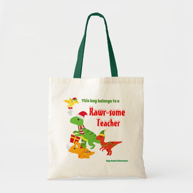 Weihnachtslehrer Wertschätzung Kinder Dinosaurier Tragetasche (Vorne)