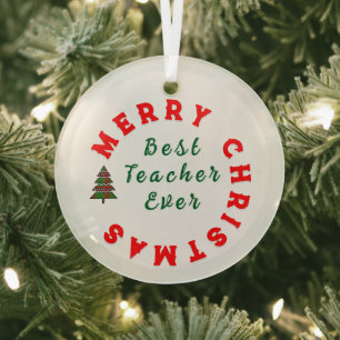Weihnachtslehrer-Würdigungszitat-Typografie Ornament Aus Glas