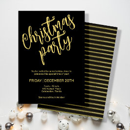 Weihnachtsleinen, schwarz und goldgelb, Party Einladung
