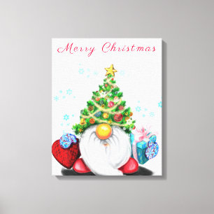 Weihnachtsleinwand-Druck-Geschenk-Gnom mit Geschen Leinwanddruck