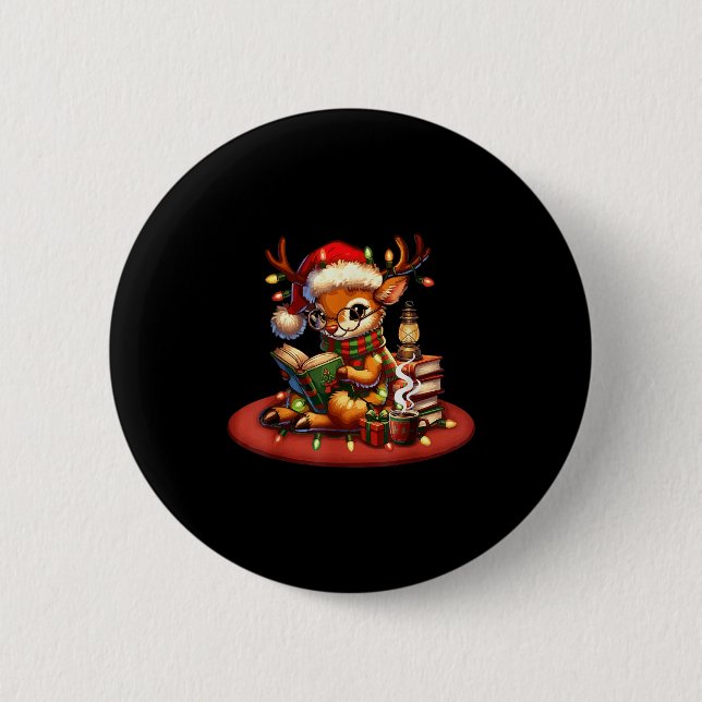 Weihnachtslektüre Bücherliebhaber Bücherwurm Kaffe Button (Vorderseite)