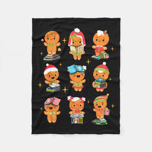 Weihnachtslesebuch für Lehrer Gingerbread Man Boo Fleecedecke (Vorderseite)