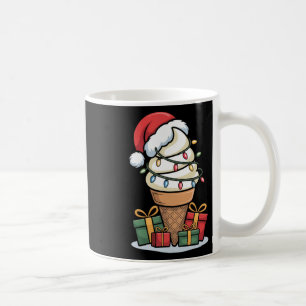 Weihnachtsleuchten Eiscreme mit Weihnachtsmannmütz Kaffeetasse