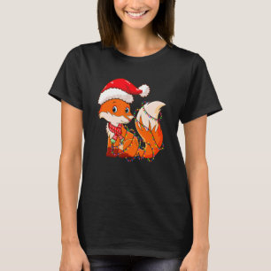 Weihnachtsleuchten Fox mit Weihnachtshut Niedlich T-Shirt