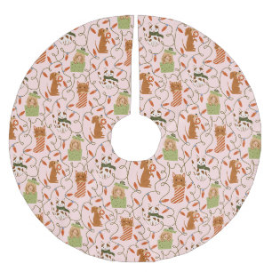 Weihnachtsleuchten für Katzen Rosa Polyester Weihnachtsbaumdecke