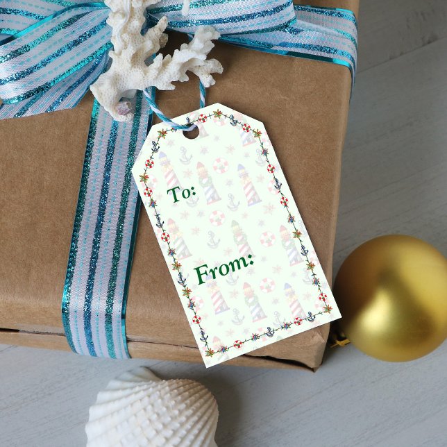 Weihnachtsleuchten im grünen Hintergrund Geschenkanhänger (Von Creator hochgeladen)