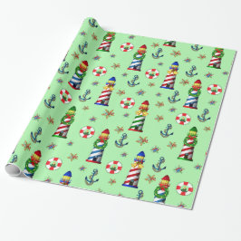 Weihnachtsleuchten im grünen Hintergrund Geschenkpapier