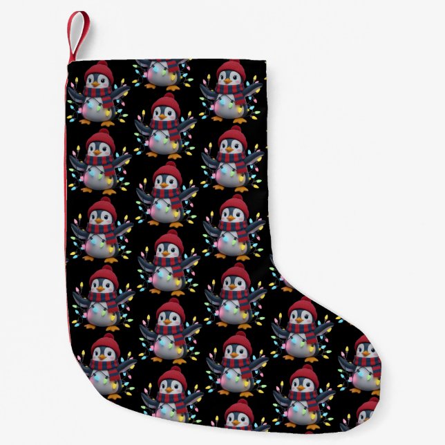 Weihnachtsleuchten Pinguin mit Weihnachtslatthping Kleiner Weihnachtsstrumpf (Vorderseite)