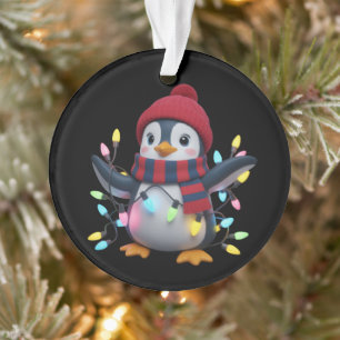 Weihnachtsleuchten Pinguin mit Weihnachtslatthping Ornament