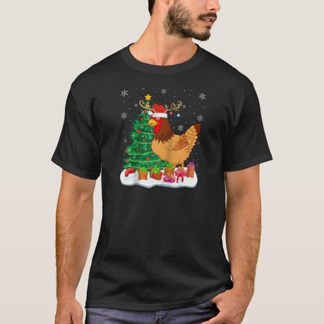 Weihnachtsleuchten Rentier Weihnachtsmannmütze Chr T-Shirt (Vorderseite)