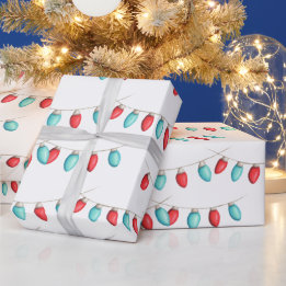 Weihnachtsleuchten rot und türkis Gemustert Geschenkpapier