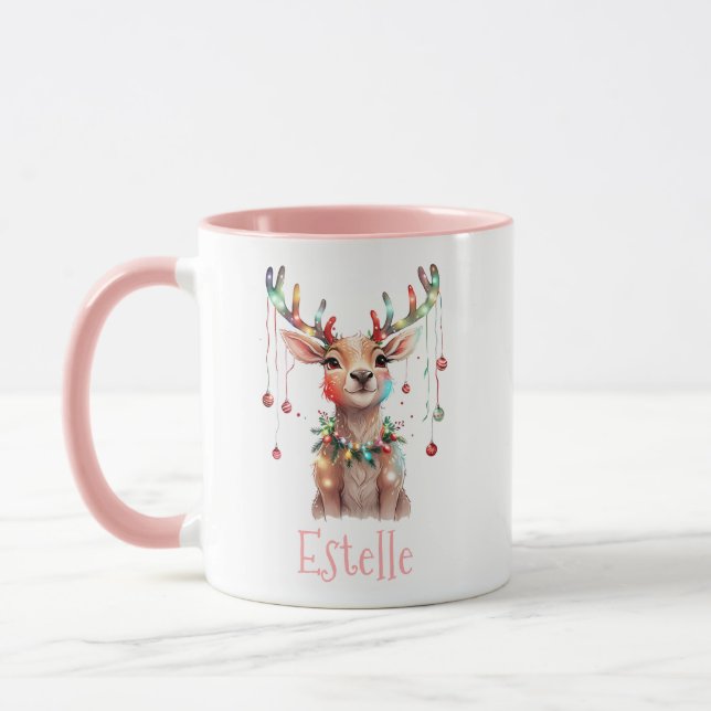 Weihnachtsleuchten und Ornamente der Rentiere Tasse (Links)