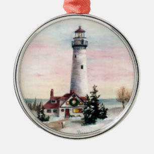 Weihnachtsleuchtturm Verzierung Silbernes Ornament