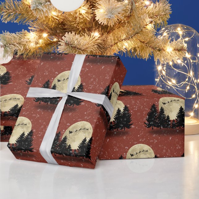 Weihnachtslicht auf Burnt Umber Weihnachten Geschenkpapier (Feiertage)