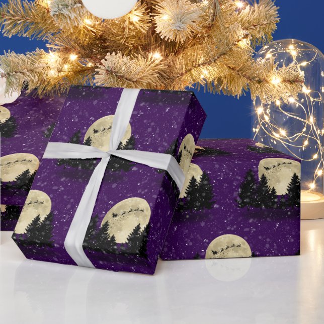Weihnachtslicht auf dunklen Lila Weihnachten Geschenkpapier (Feiertage)