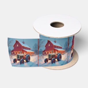 Weihnachtslicht auf einem roten Stall Satinband