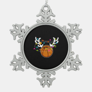Weihnachtslicht Basketball Ball Funny Weihnachten Schneeflocken Zinn-Ornament