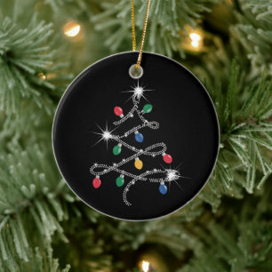 Weihnachtslicht Baum Rhinestone Mega Bling  Keramik Ornament