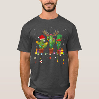 Weihnachtslicht Cactus Lover Funny Xmas Pajama Ho T-Shirt