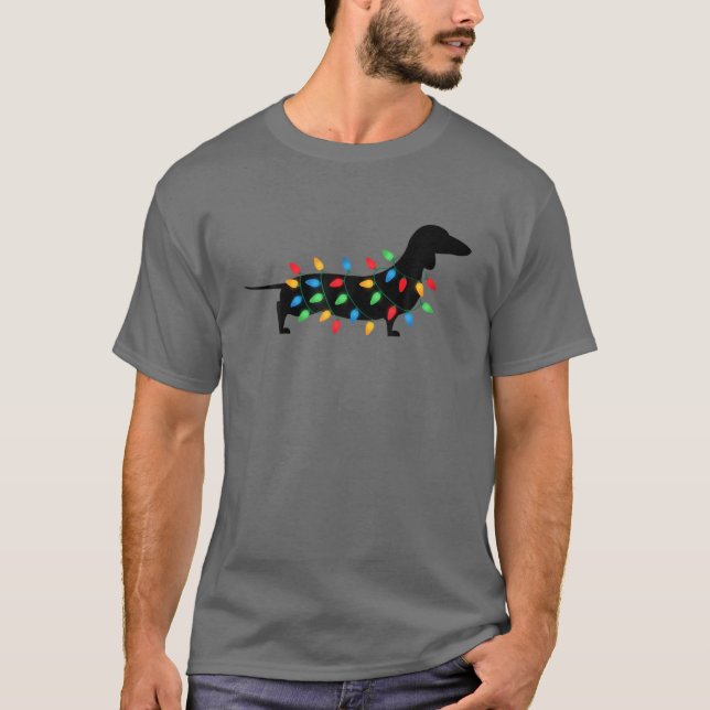 Weihnachtslicht Dackel Dackel Hund Lover T-Shirt (Vorderseite)